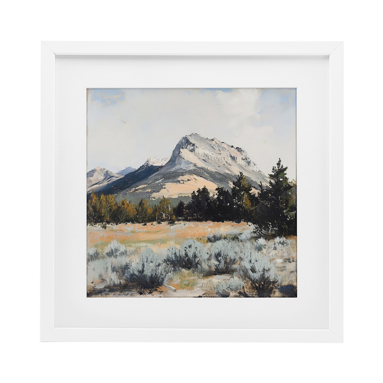 Stupell Industries Desert Mountains and Forest Landscape Framed Print Under Glass, design by Petal Prints Design